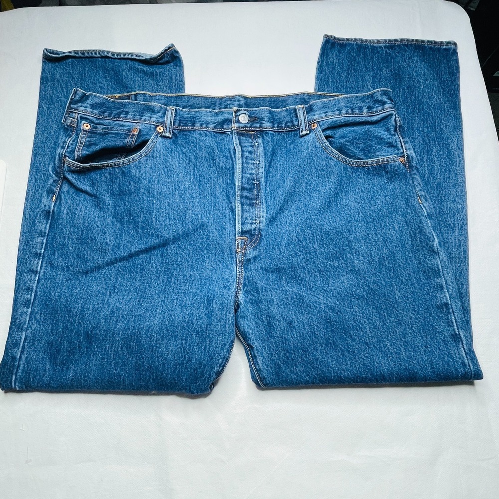 Levi's 501 Men's Measured W30 L30 Blue Button Fly Straight Jeans Red Tab 30x30 - Picture 5 of 16